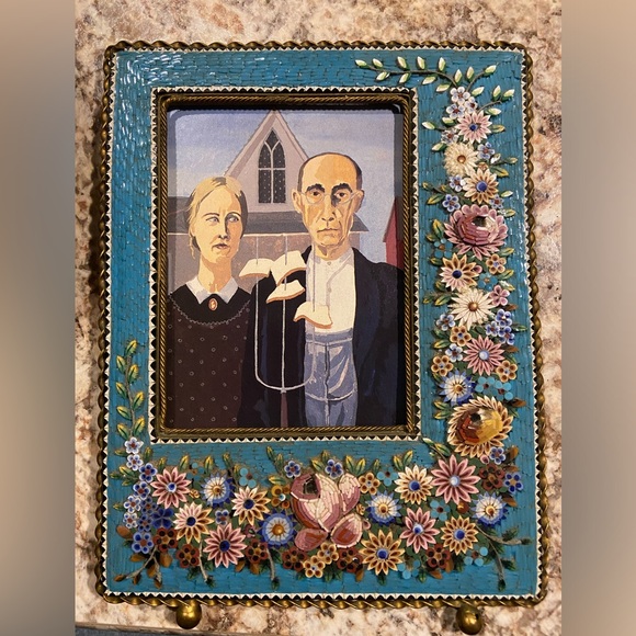 Rare Antique Victorian Italian Micro Mosaic Floral Photo Frame 1890s - Picture 1 of 7